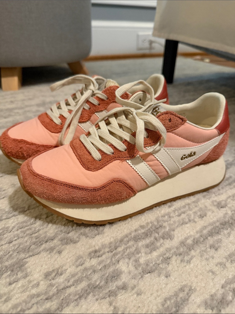 Gola Women's Pink & Coral Suede-Trim Retro Runners